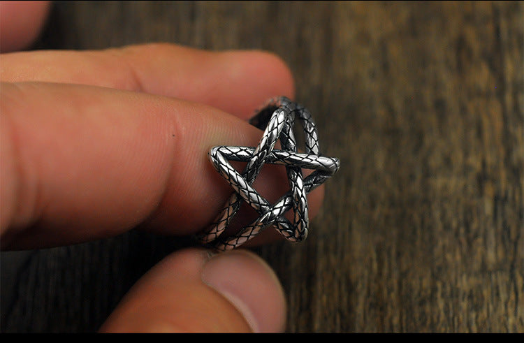 Pentagram Star Sterling Silver Ring