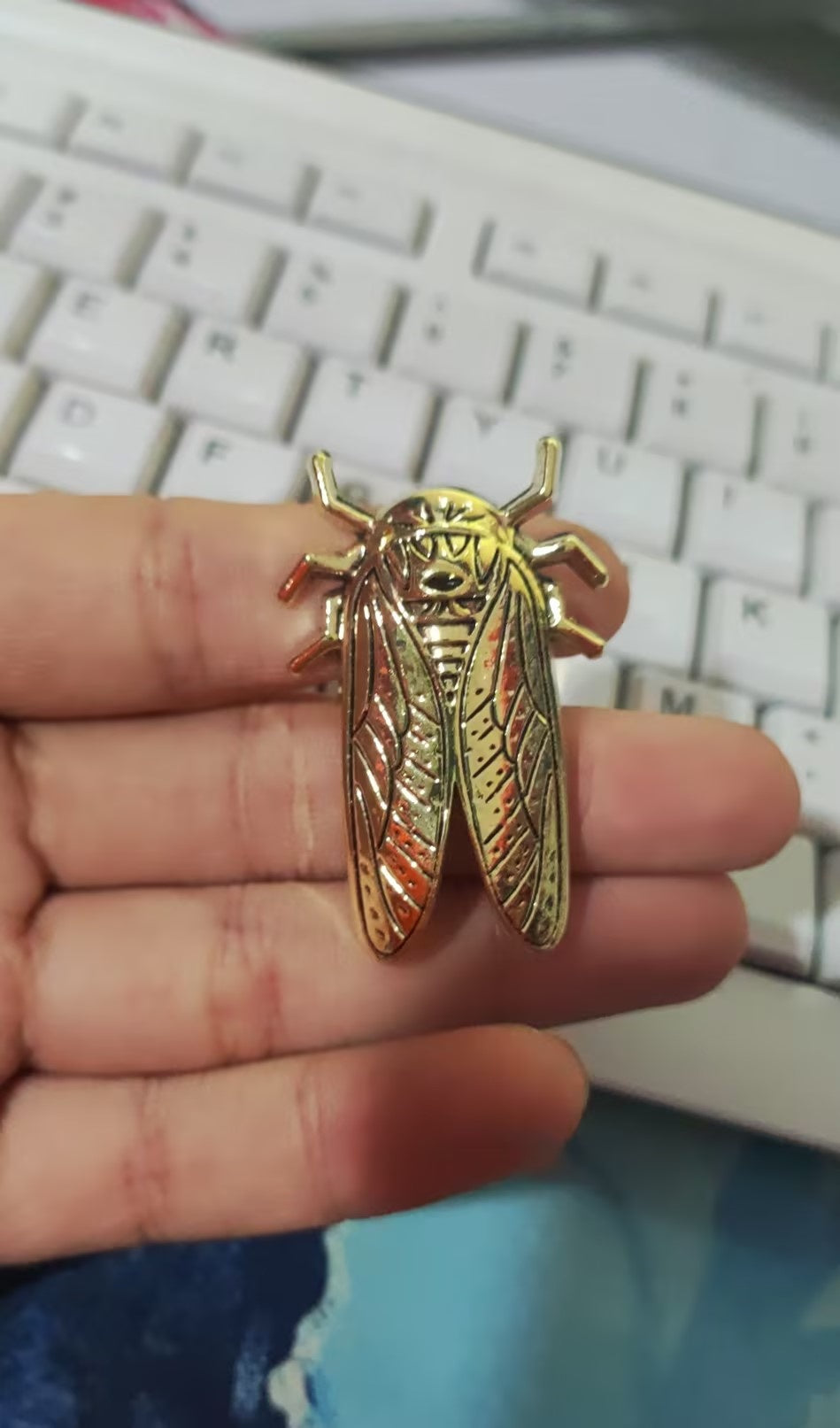 Large Brass Cicada Gothic Ring
