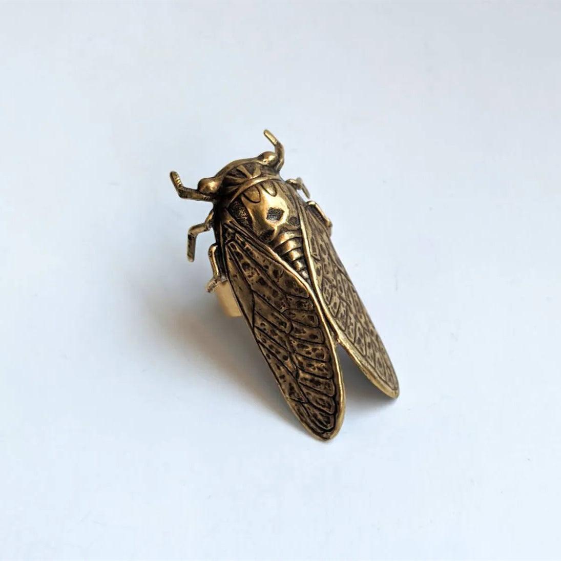 Large Brass Cicada Gothic Ring