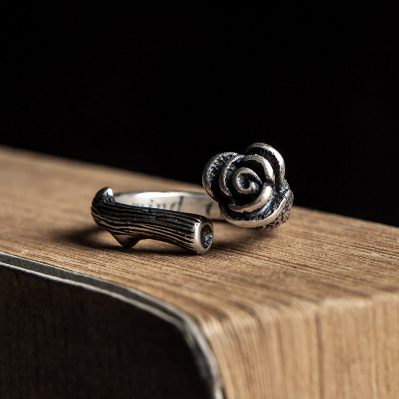 Dark Dream 925 Sterling Silver Rose Ring