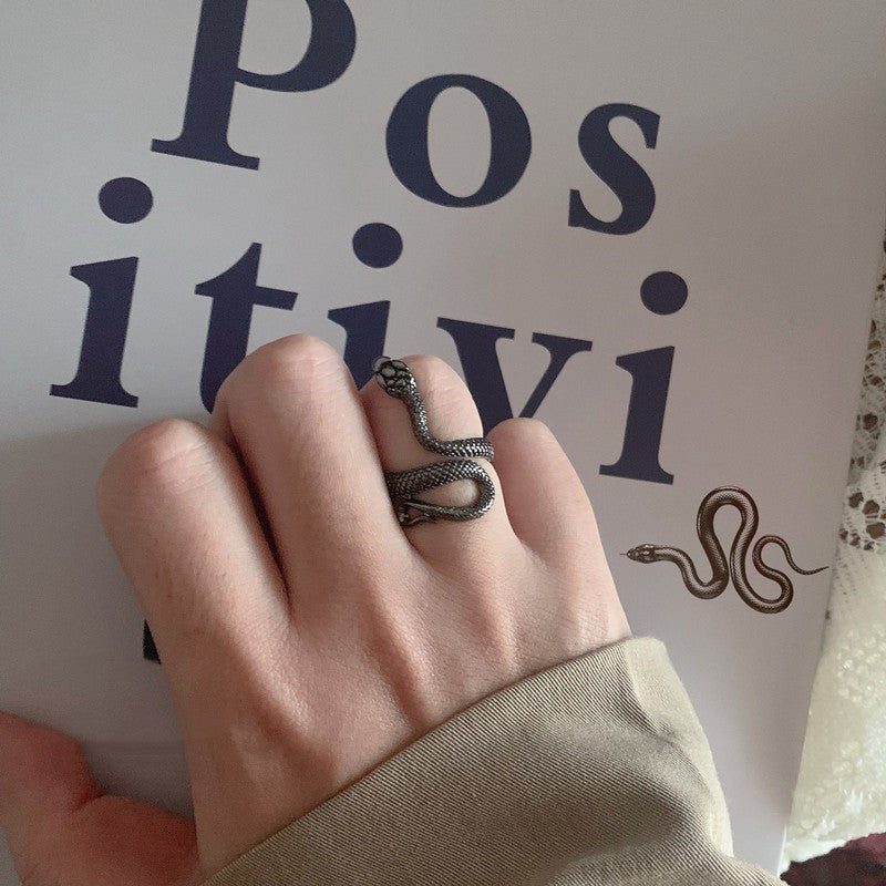 Black Silver Snake Ring