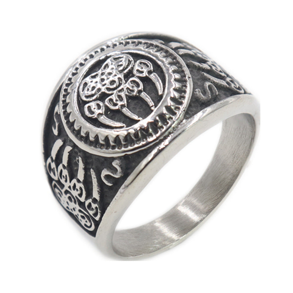 Men's Steel Viking Ship Ring