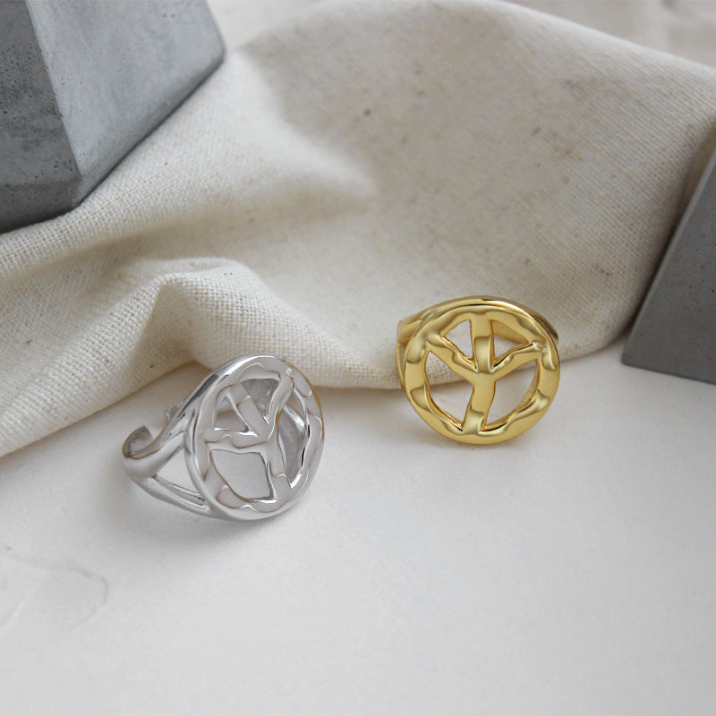 S925 silver peace sign ring