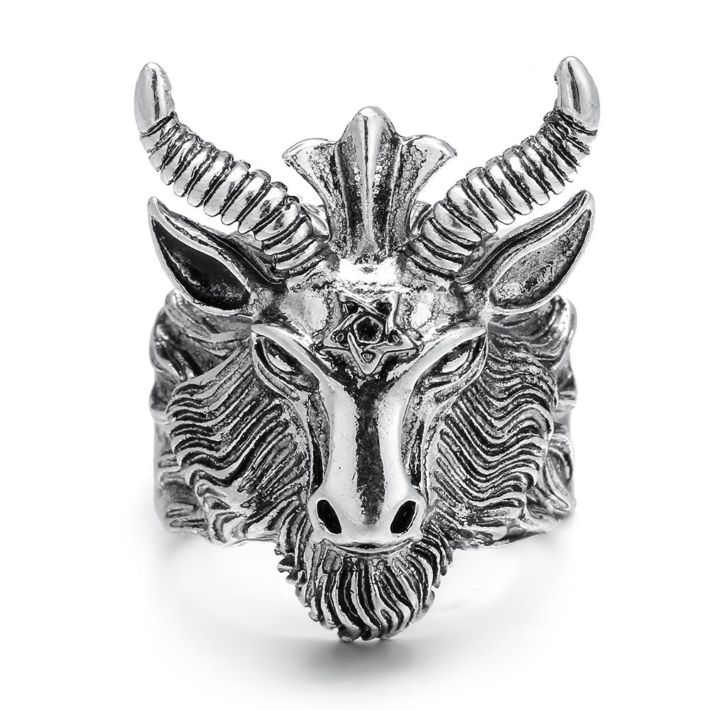 Gothic Baphomet Rams Head Ring