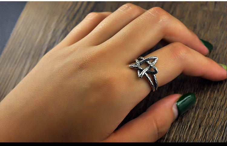 Pentagram Star Sterling Silver Ring
