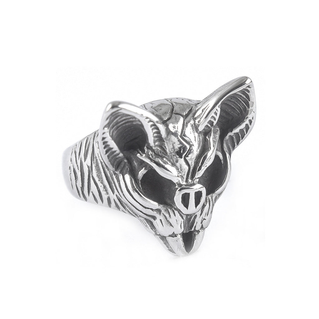 Stainless Steel Bat Head Ring