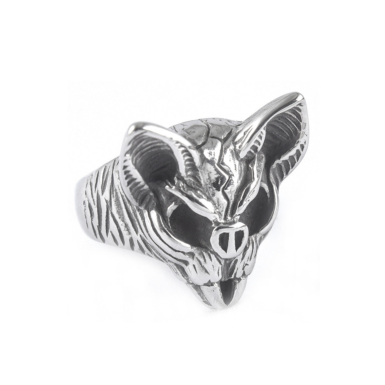 Stainless Steel Bat Head Ring