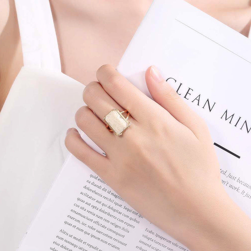 925 Silver Goldstone Statement Ring