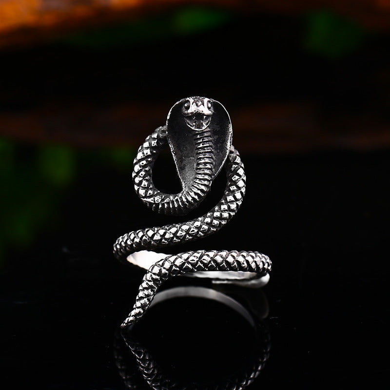 Men's Vintage Steel Cobra Ring