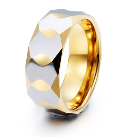 Tungsten Steel Mirror Diamond Cut Ring