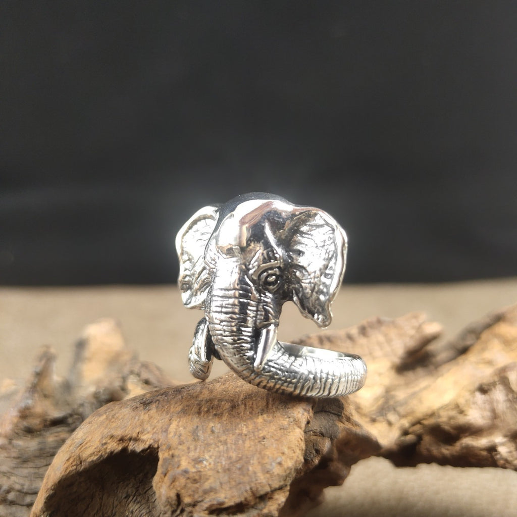 Sterling Silver Elephant Bust Unique Ring