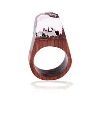 Handcrafted Wood Landscape Resin Rings
