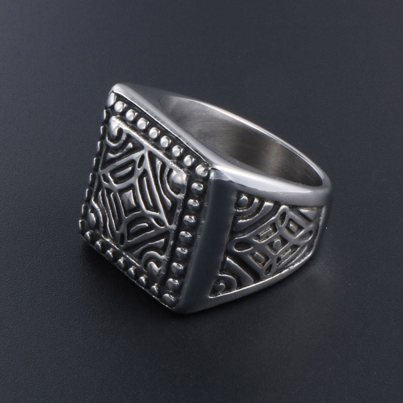 Men's Trendy Square Geometric Pattern Ring