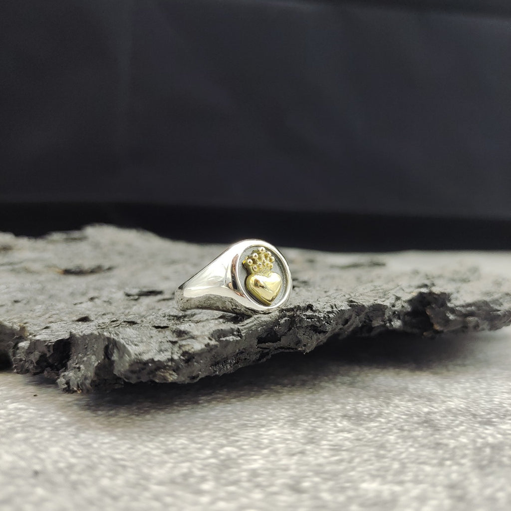 Trendy Sterling Silver Heart Crown Ring