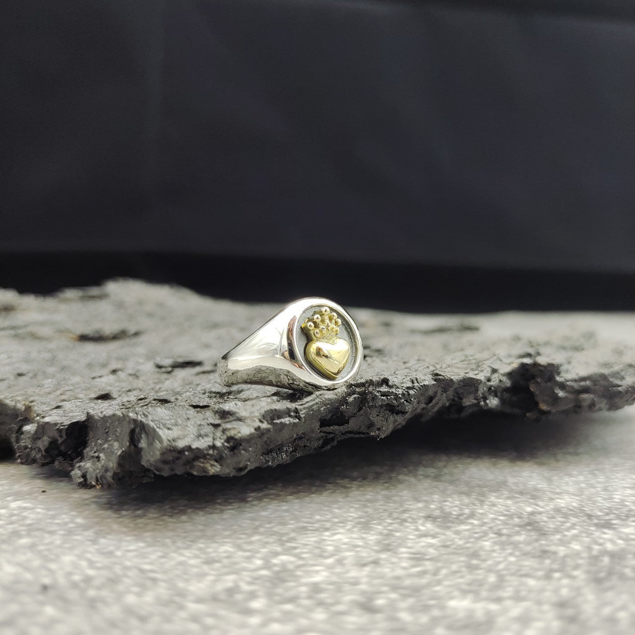 Trendy Sterling Silver Heart Crown Ring