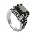 Titanium Steel Square Black Stone Ring