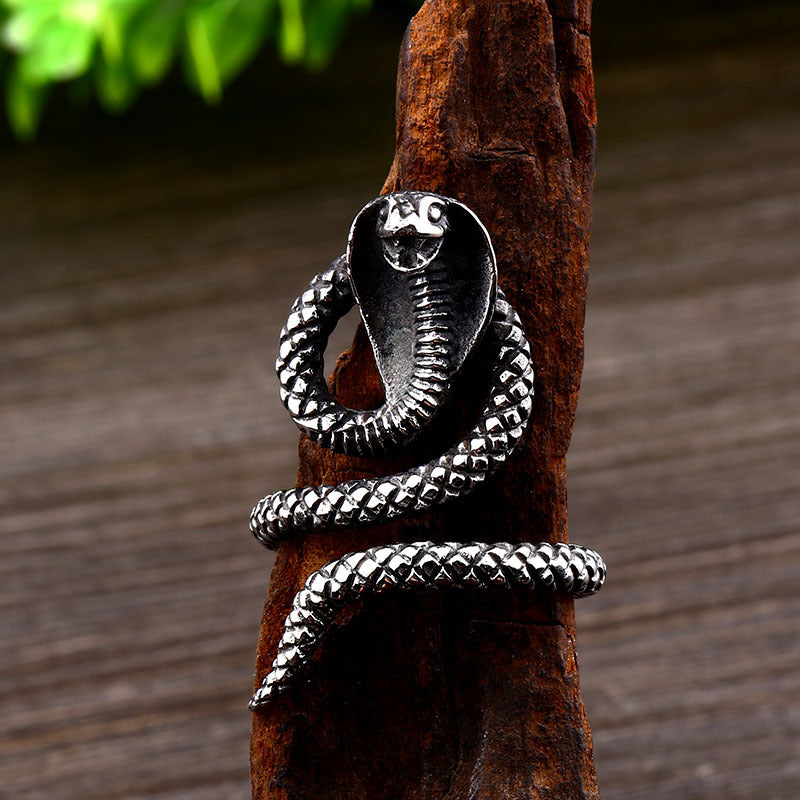 Men's Vintage Steel Cobra Ring