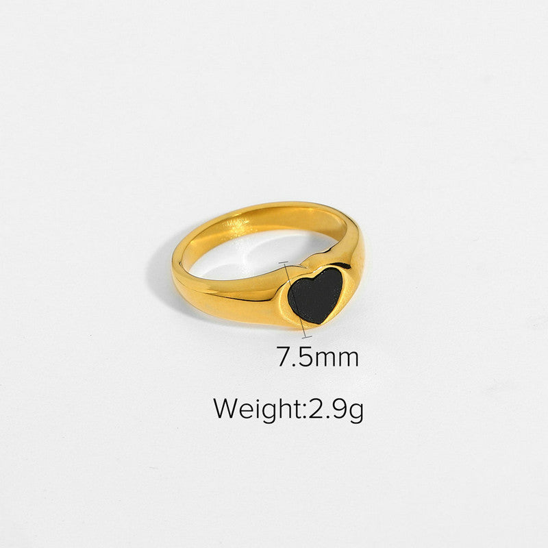 Black Heart-shaped Signet Ring