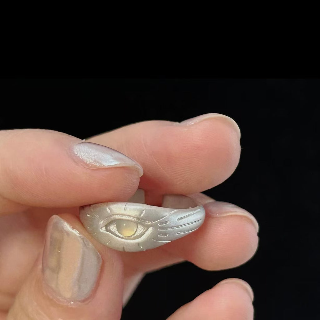 Silver Horus Eye Ring Carved Design