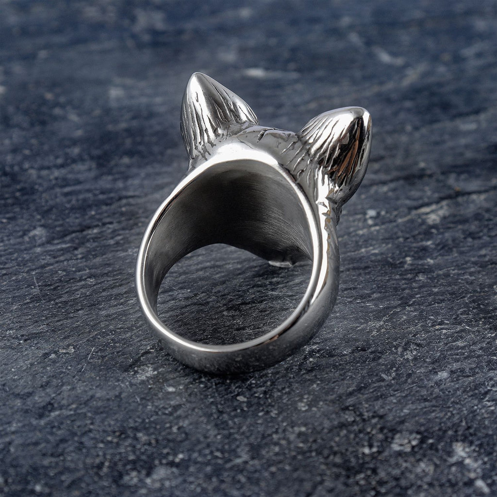 Stainless Steel Bat Head Ring