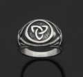 Dark Triquetra Celtic Signet Ring