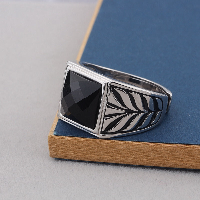 Sterling Silver Black Agate Chunky Ring
