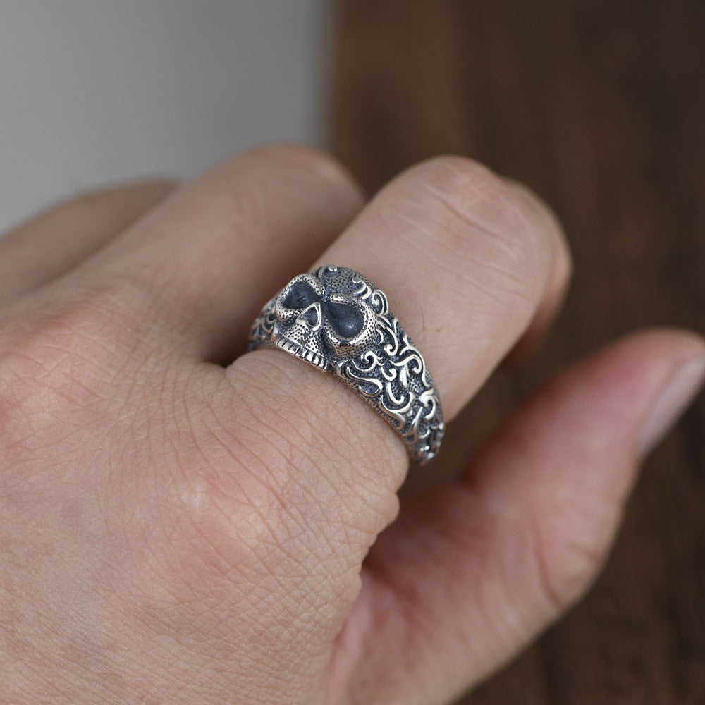 Sterling Silver Edgy Skull Ring