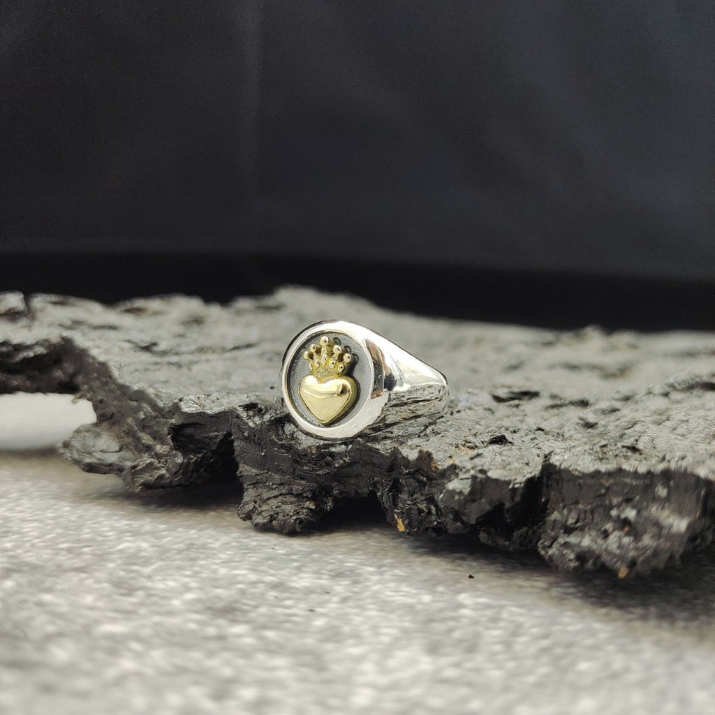 Trendy Sterling Silver Heart Crown Ring