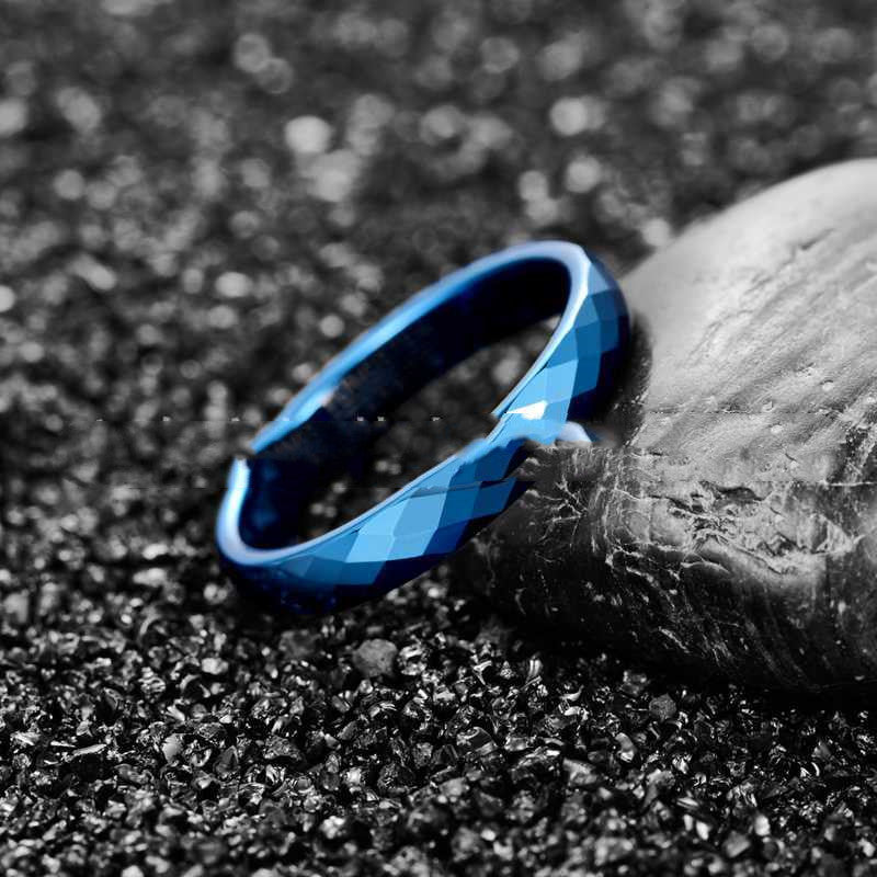 Blue Tungsten Cut Ring