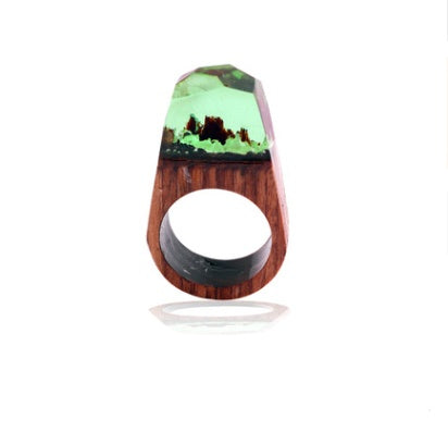 Handcrafted Wood Landscape Resin Rings