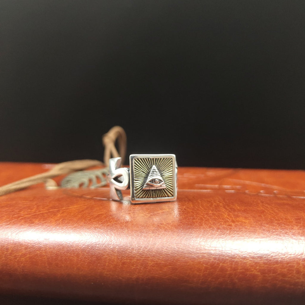 Sterling Silver Eye and Ankh Statement Ring