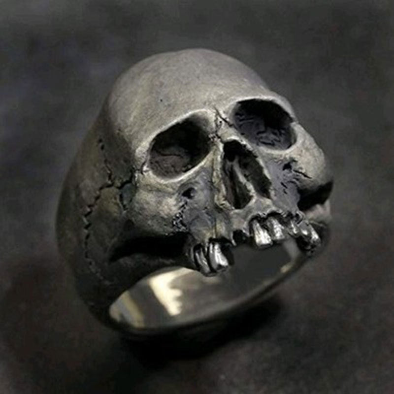 Ancient Skull Biker Ring