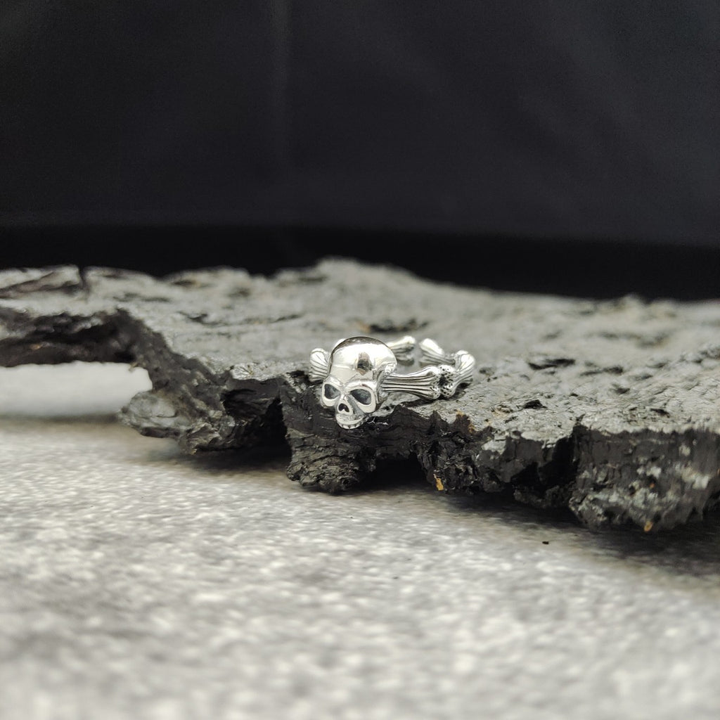 Silver Skull and Crossbones Open Ring