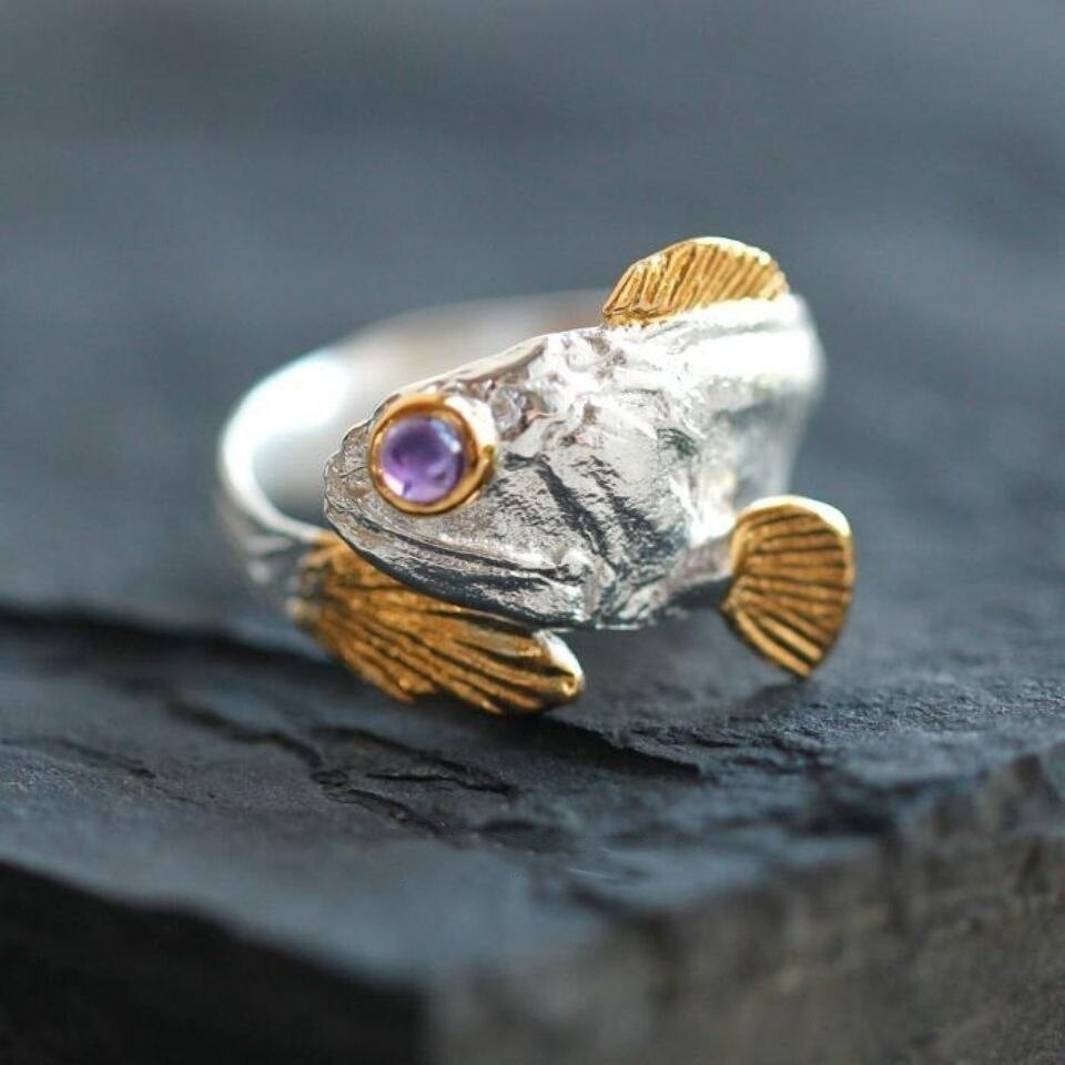 Artisan Two Toned Goldfish Open Ring