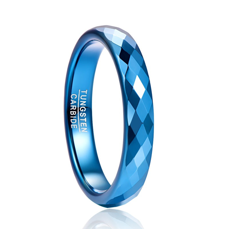 Blue Tungsten Cut Ring