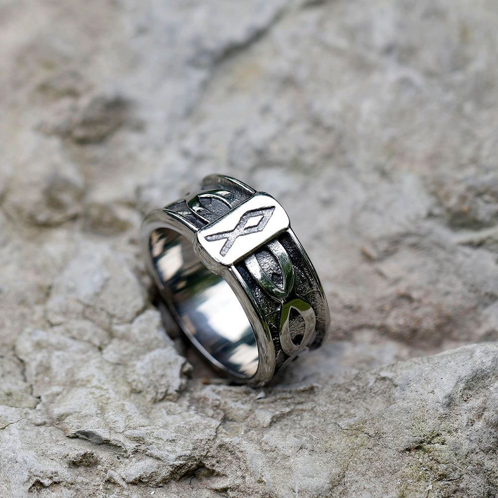 Vintage Viking Rune Titanium Steel Ring