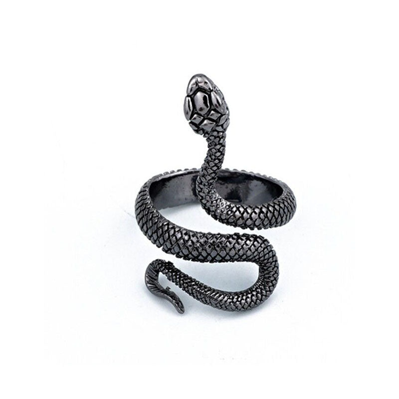 Black Silver Snake Ring