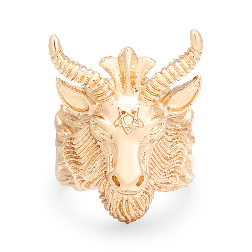 Gothic Baphomet Rams Head Ring