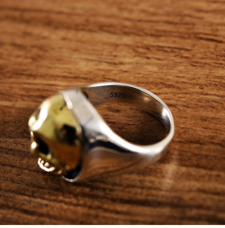 S925 Silver Side Domineering Skull Ring