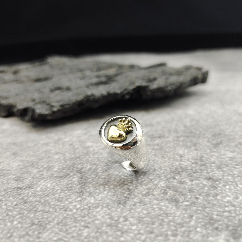 Trendy Sterling Silver Heart Crown Ring