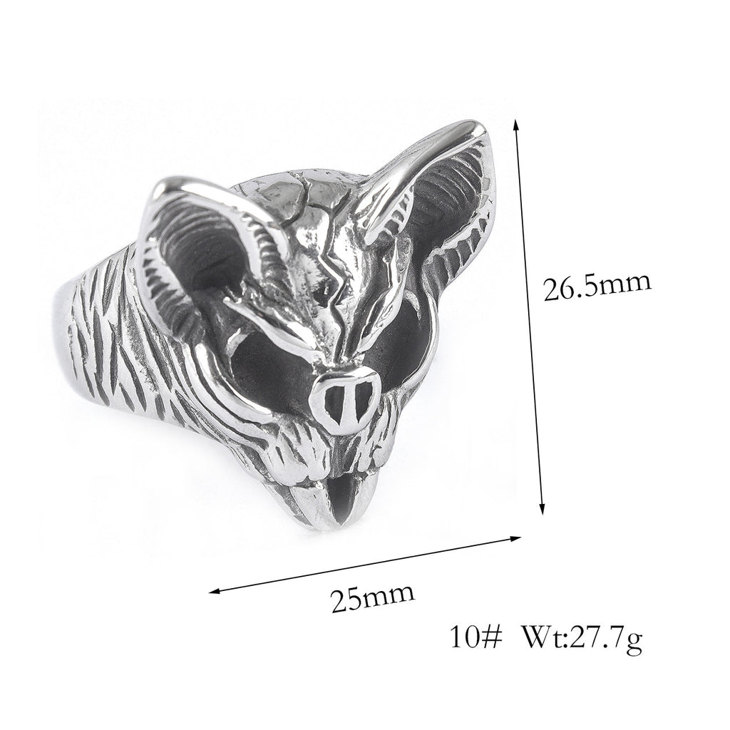 Stainless Steel Bat Head Ring