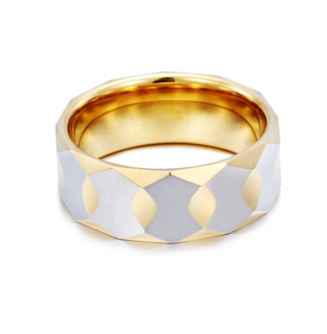 Tungsten Steel Mirror Diamond Cut Ring