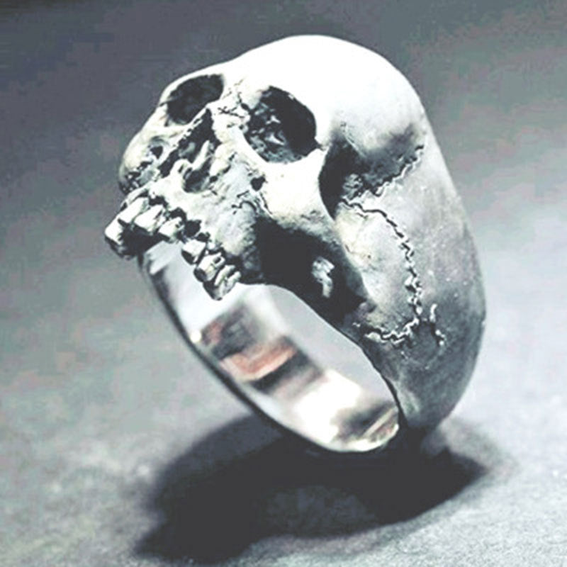 Ancient Skull Biker Ring