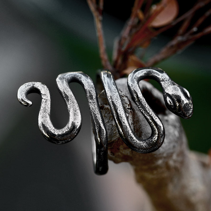 Dark Steel Snake Slither Ring