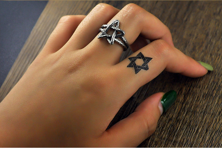 Pentagram Star Sterling Silver Ring