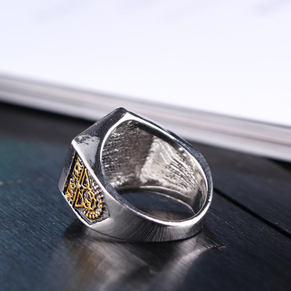 Detailed Men's Masonic Vintage Eye Ring
