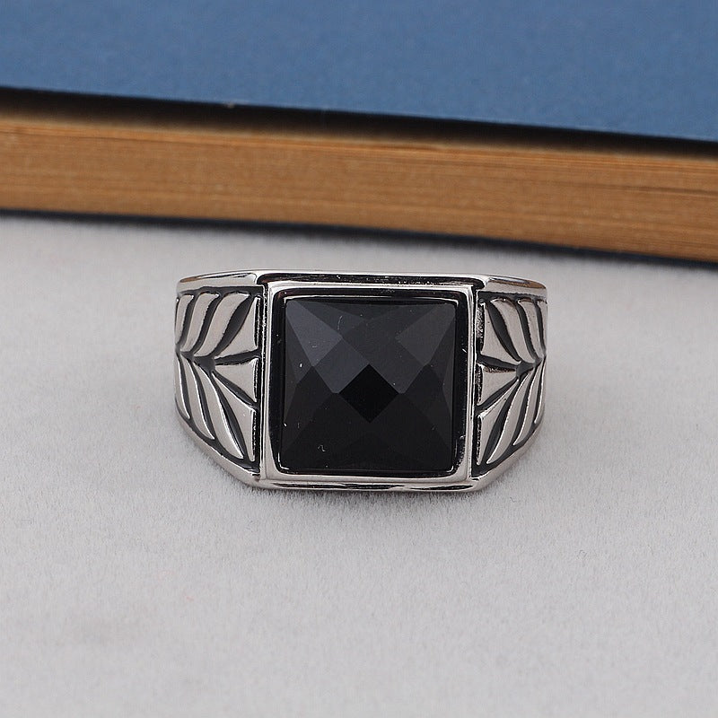 Sterling Silver Black Agate Chunky Ring