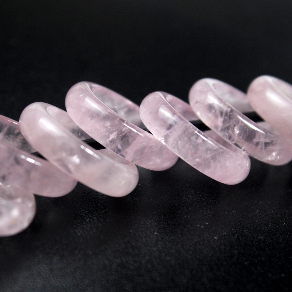 Natural Rose Quartz Band Simple Ring