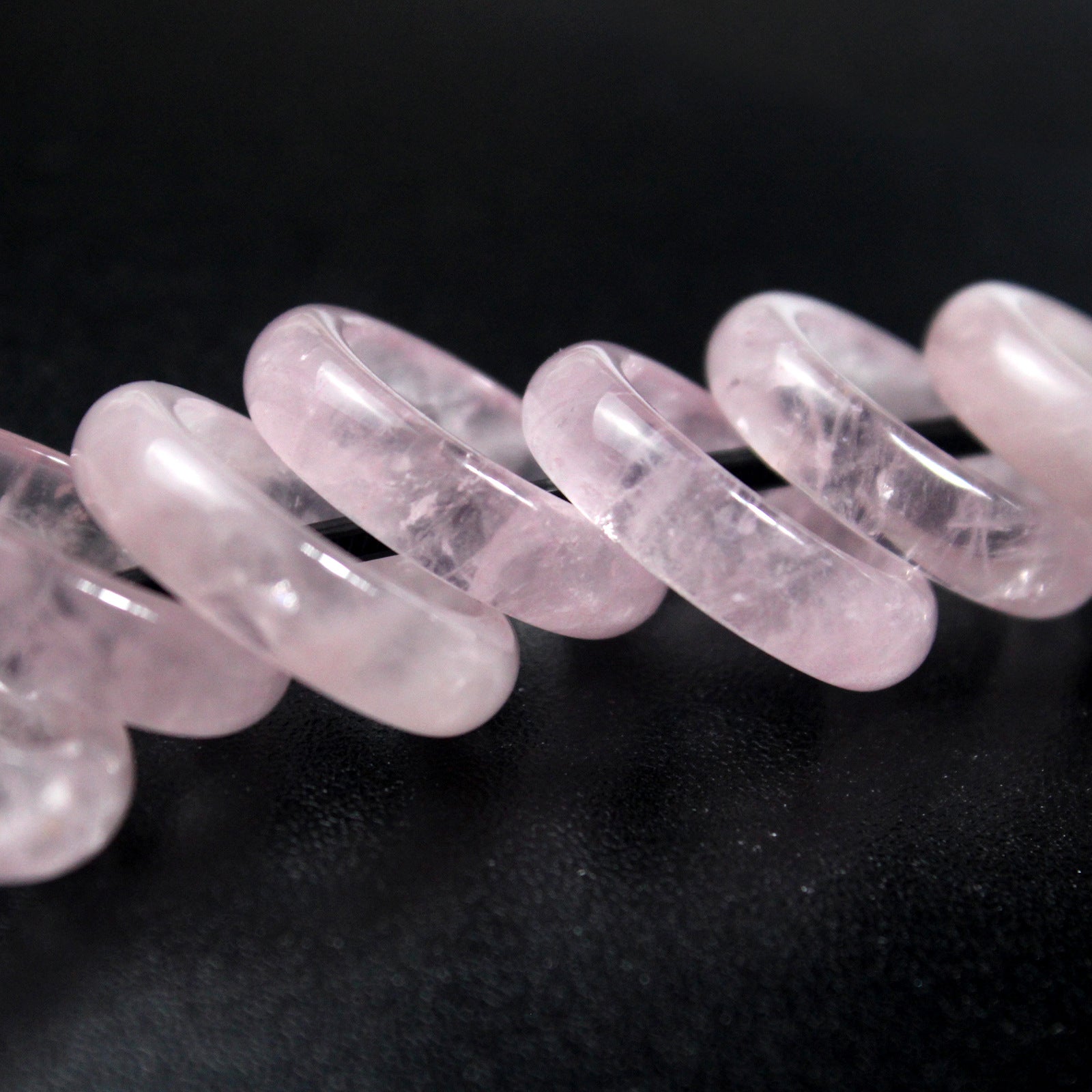 Natural Rose Quartz Band Simple Ring
