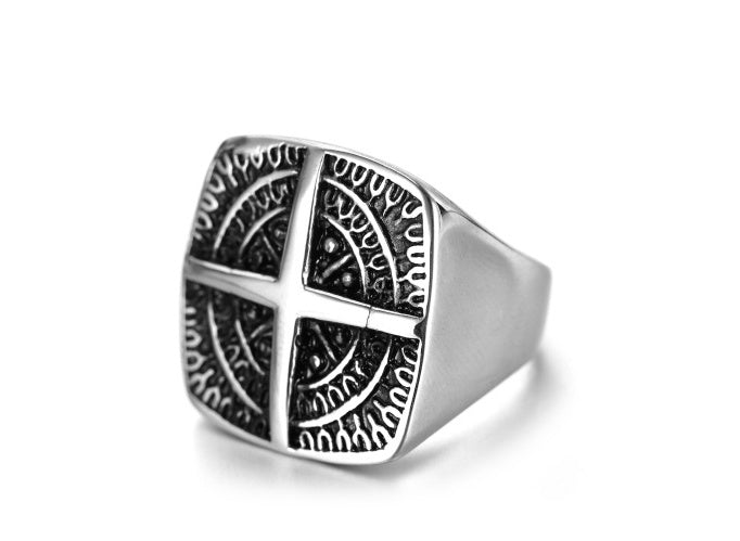 Nautical Signet Stainless Steel Ring